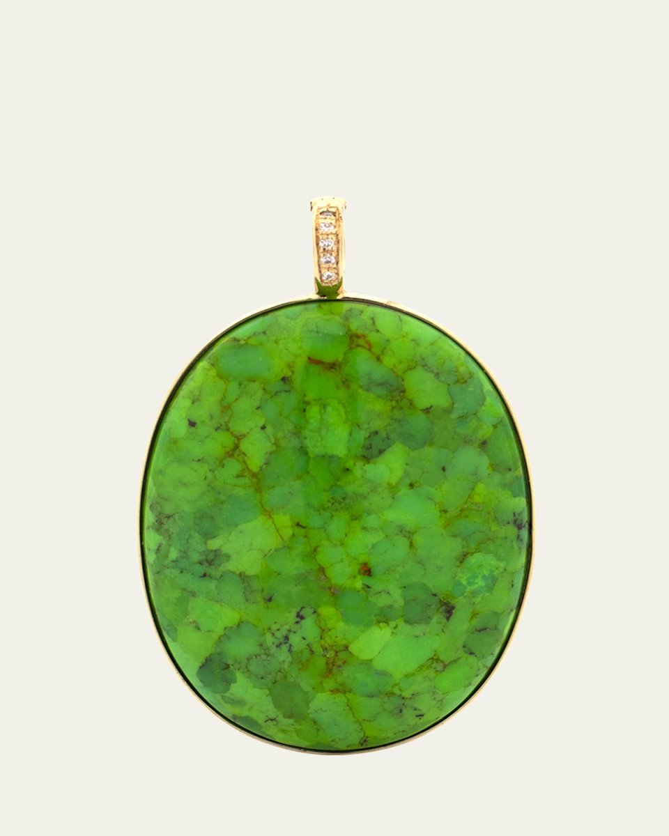 18K Yellow Gold Turquoise and Diamond Pendant